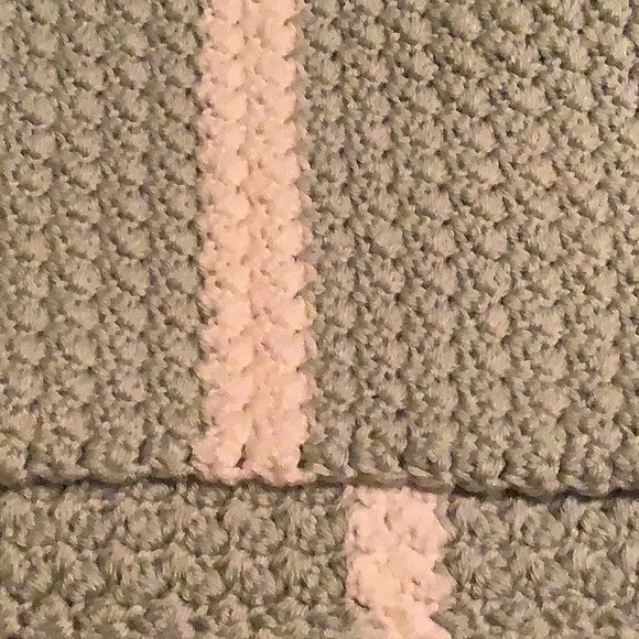 Sage Green, Cream Stripe Hand Crocheted Baby Blanket. - Picture 3 of 3
